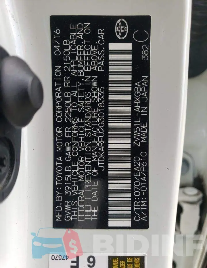 JTDKARFU2G3018335 Photo# 12