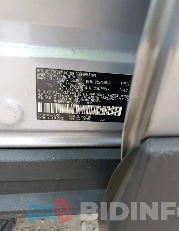 JTMY1RFV5KD503400 Photo# 13