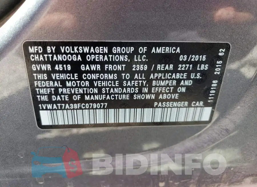 1VWAT7A38FC079077 Photo# 12