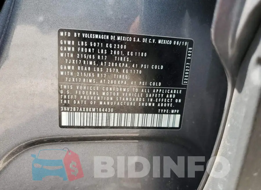 3VV2B7AX8KM164430 Photo# 12