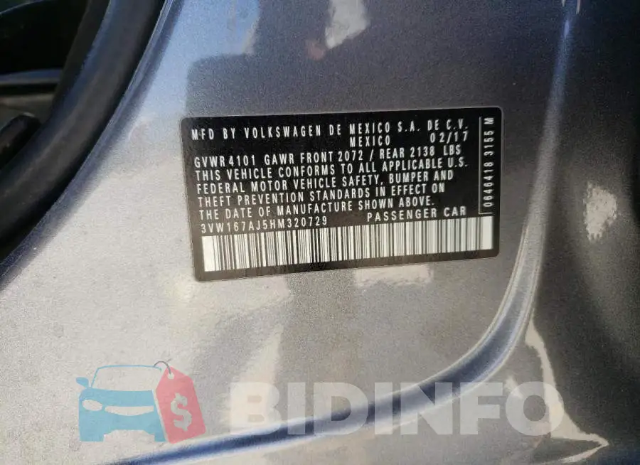 3VW167AJ5HM320729 Photo# 12