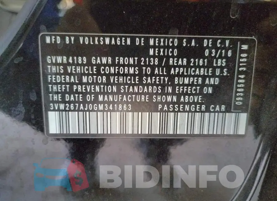 3VW267AJ0GM341863 Photo# 12