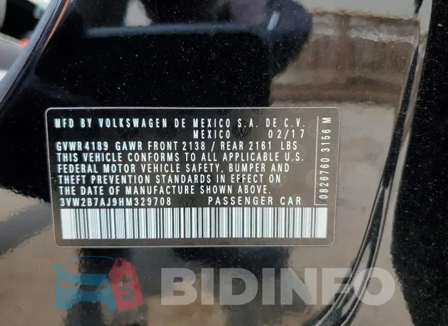 3VW2B7AJ9HM329708 Photo# 12