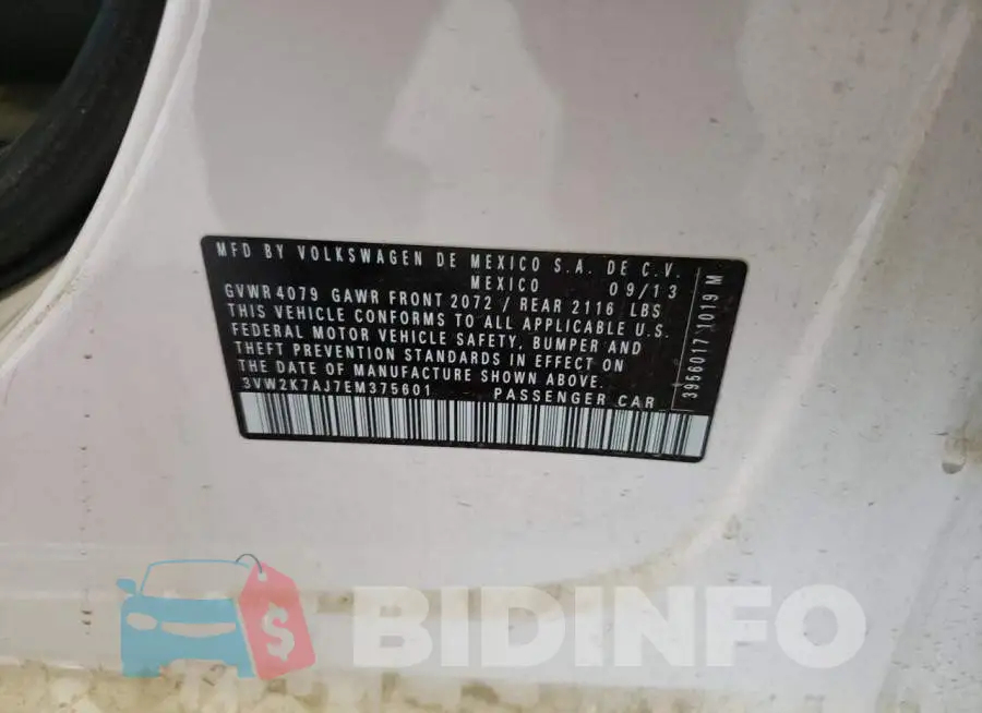 3VW2K7AJ7EM375601 Photo# 12