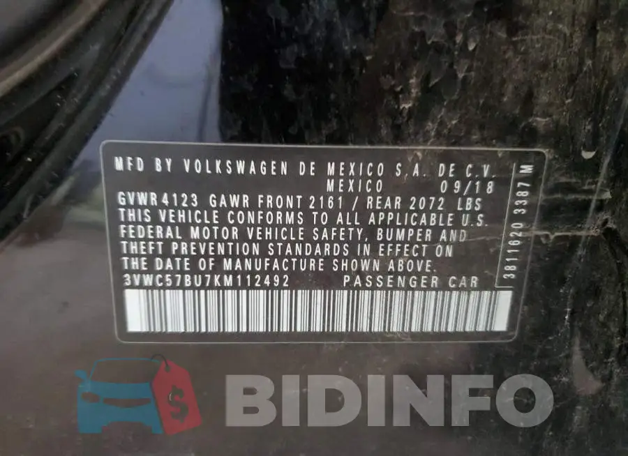 3VWC57BU7KM112492 Photo# 12
