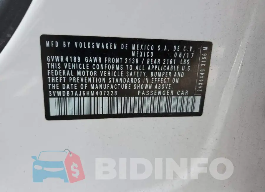 3VWDB7AJ5HM407328 Photo# 12