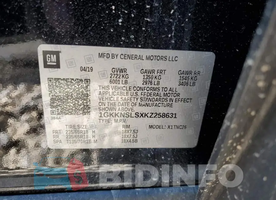 1GKKNSLSXKZ258631 Photo# 14