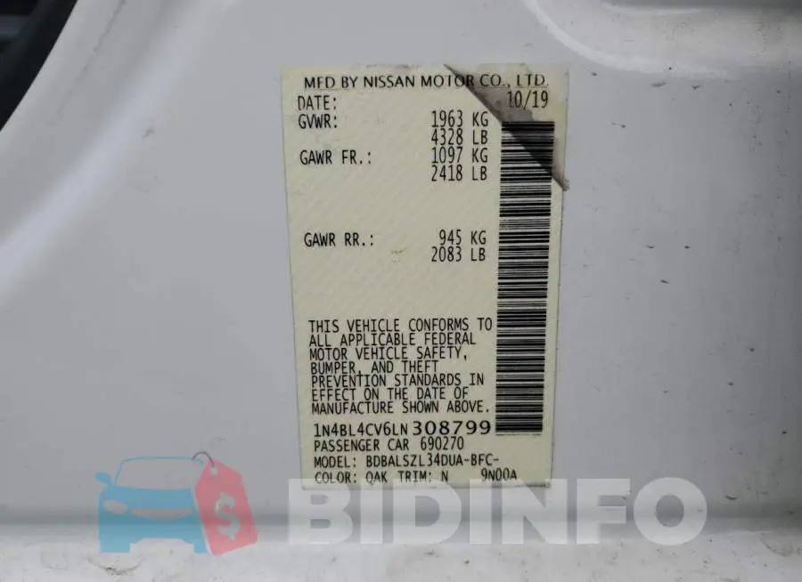 1N4BL4CV6LN308799 Photo# 13