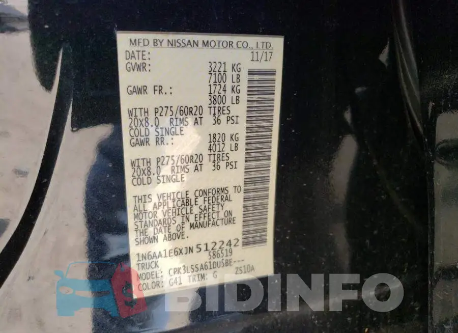 1N6AA1E6XJN512242 Photo# 12