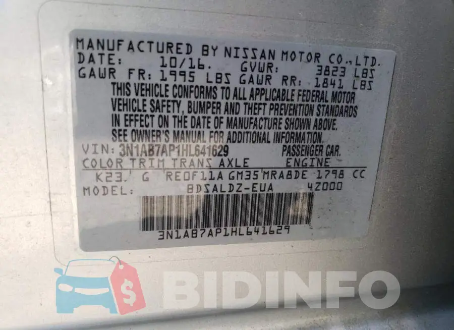 3N1AB7AP1HL641629 Photo# 12