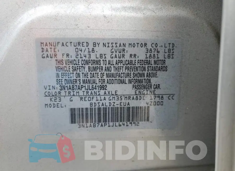 3N1AB7AP1JL641992 Photo# 12
