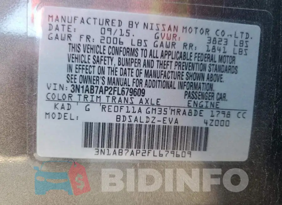 3N1AB7AP2FL679609 Photo# 13