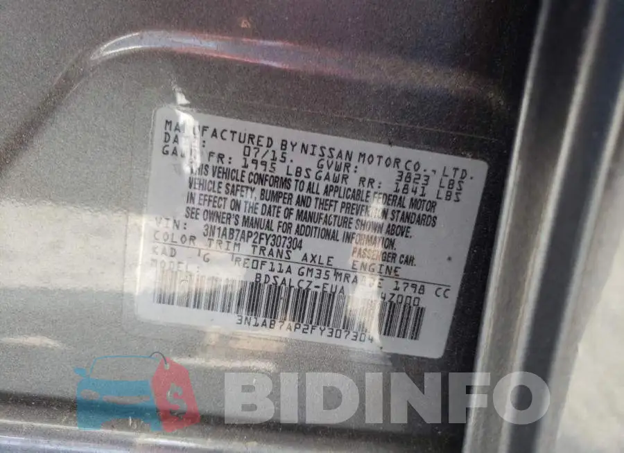 3N1AB7AP2FY307304 Photo# 12