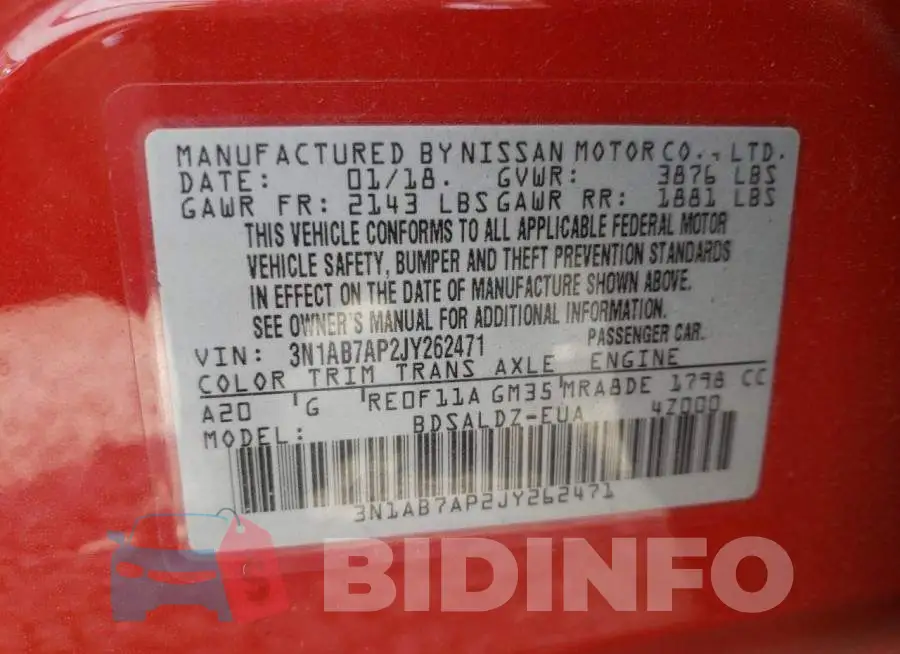 3N1AB7AP2JY262471 Photo# 12