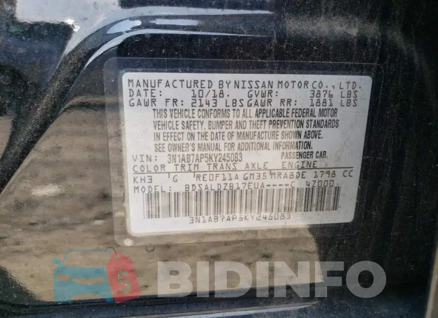 3N1AB7AP5KY245083 Photo# 12