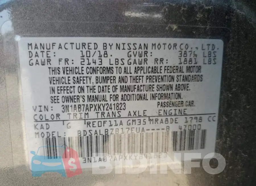 3N1AB7APXKY241823 Photo# 12
