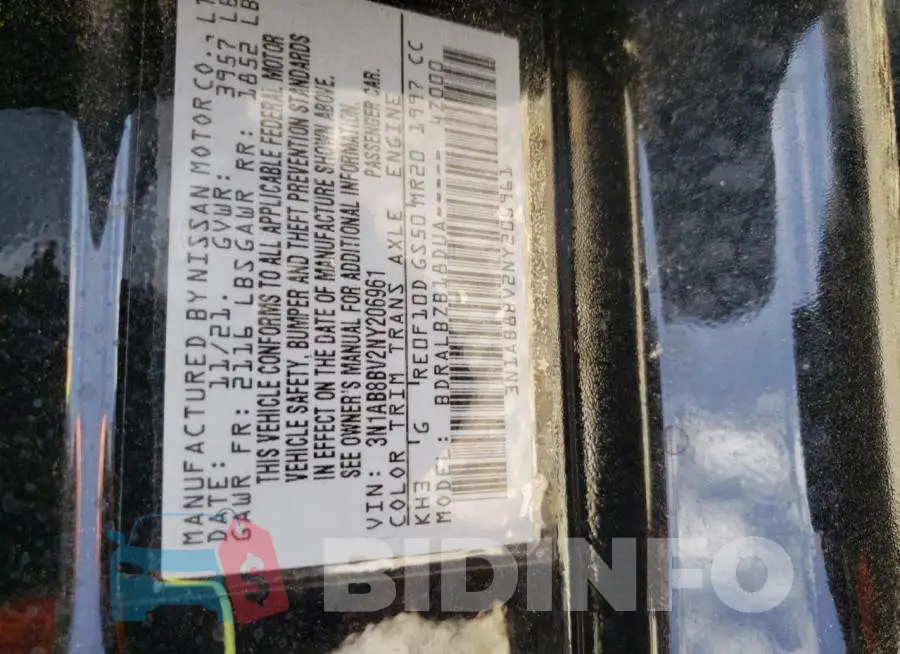 3N1AB8BV2NY206961 Photo# 12