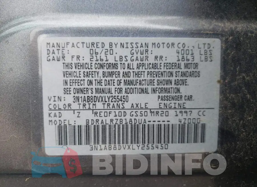 3N1AB8DVXLY255450 Photo# 12