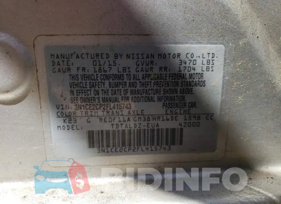 3N1CE2CP2FL415743 Photo# 12
