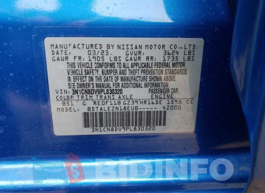 3N1CN8DV9PL830320 Photo# 12
