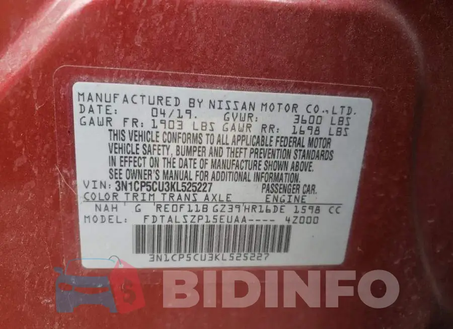 3N1CP5CU3KL525227 Photo# 12