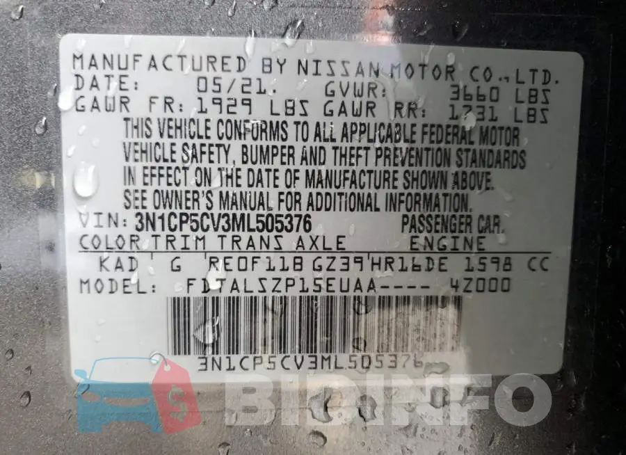 3N1CP5CV3ML505376 Photo# 13