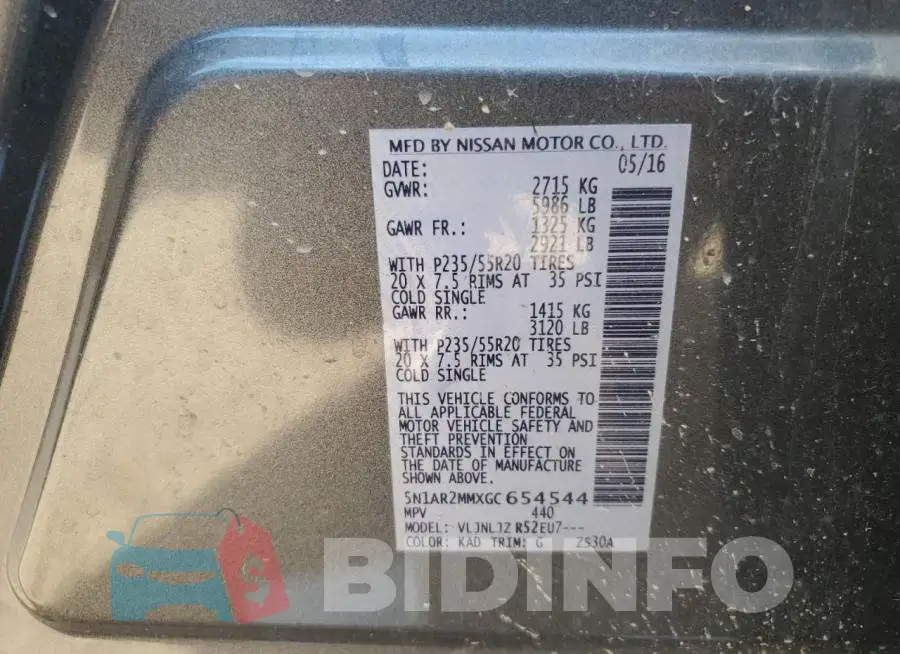 5N1AR2MMXGC654544 Photo# 14