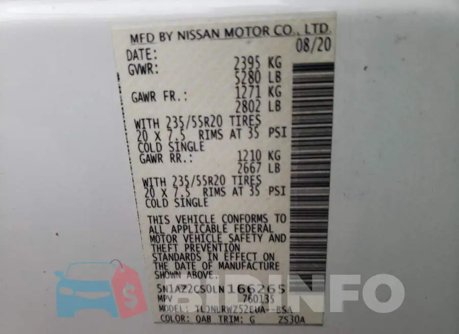 5N1AZ2CS0LN166265 Photo# 13