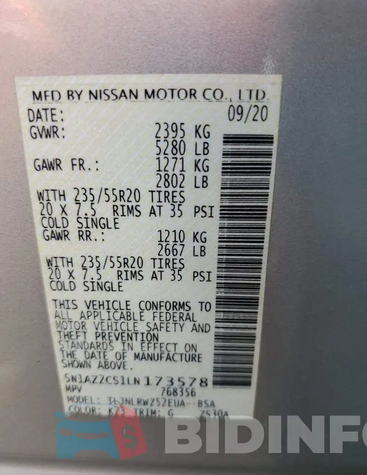 5N1AZ2CS1LN173578 Photo# 14