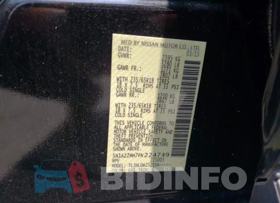 5N1AZ2MH7FN224749 Photo# 12