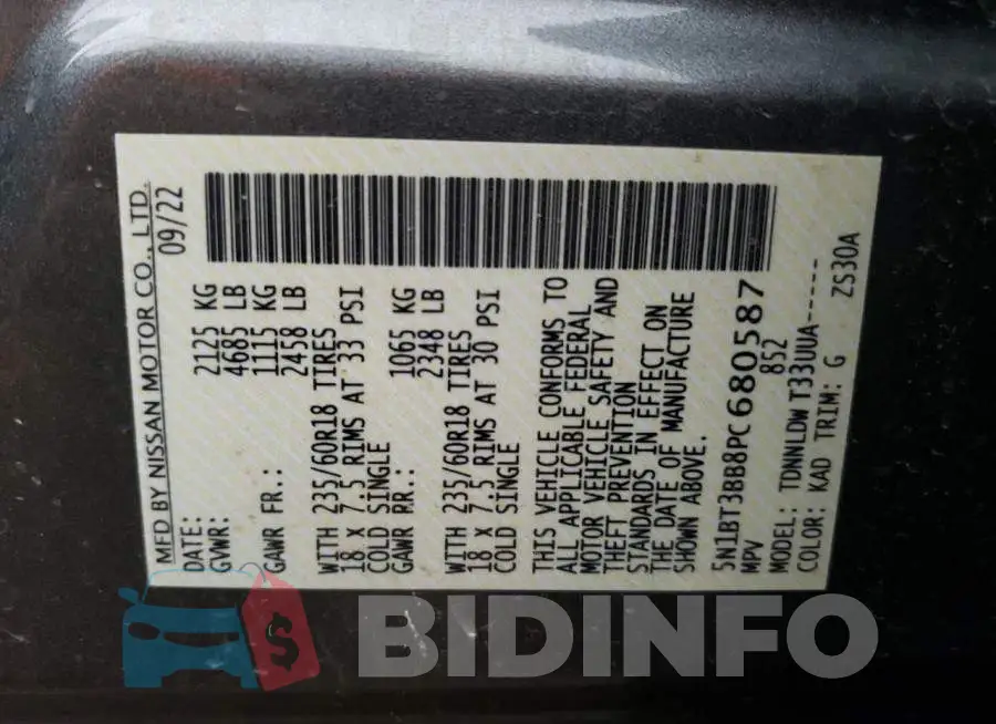 5N1BT3BB8PC680587 Photo# 12