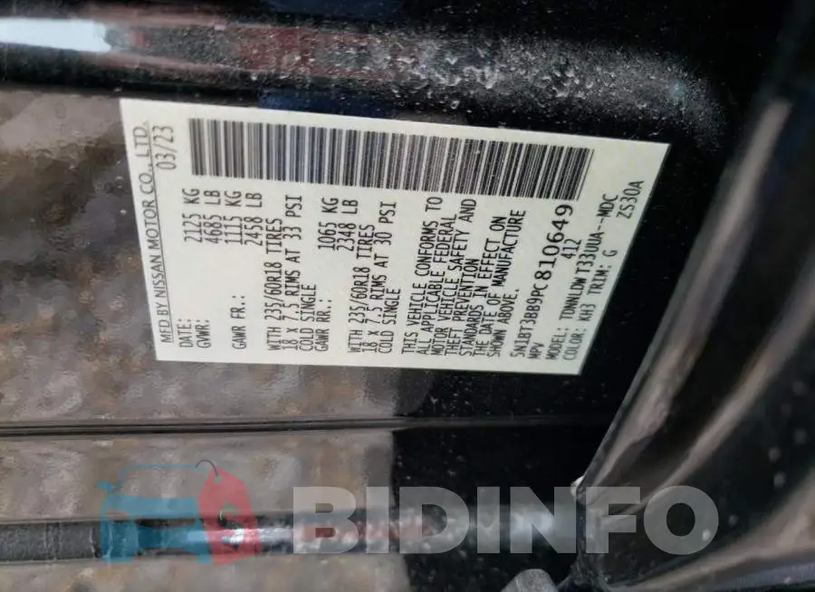 5N1BT3BB9PC810649 Photo# 13