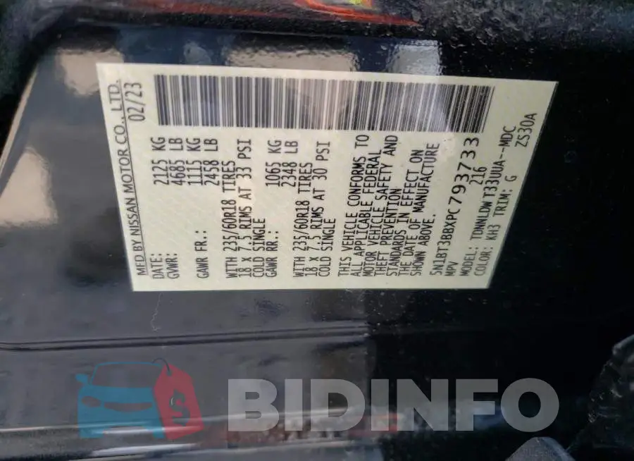 5N1BT3BBXPC793733 Photo# 13