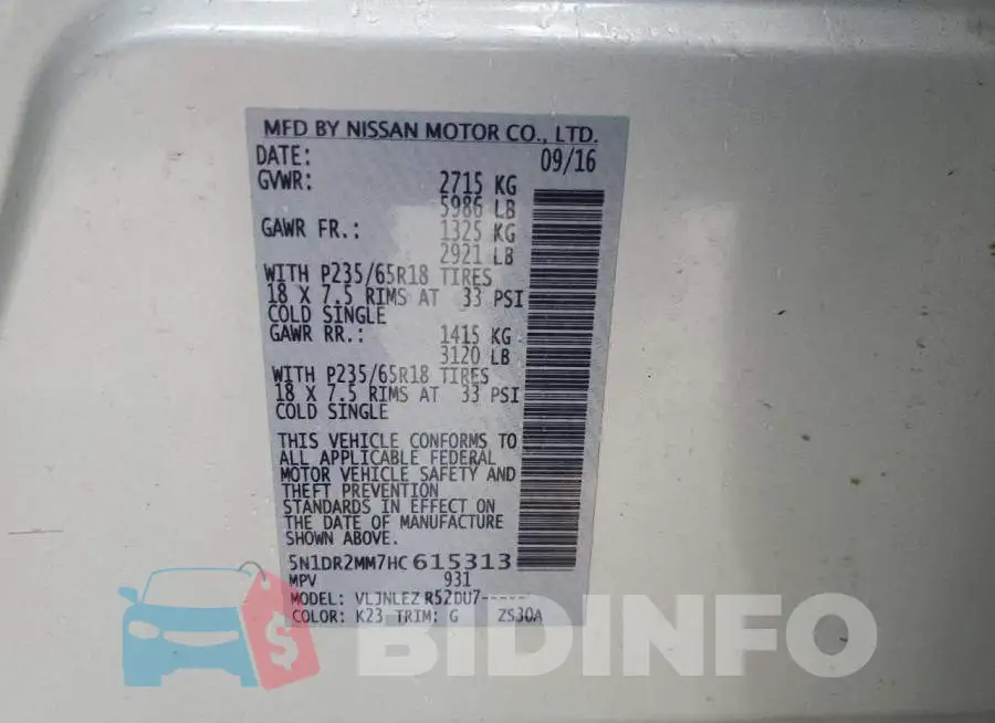 5N1DR2MM7HC615313 Photo# 12