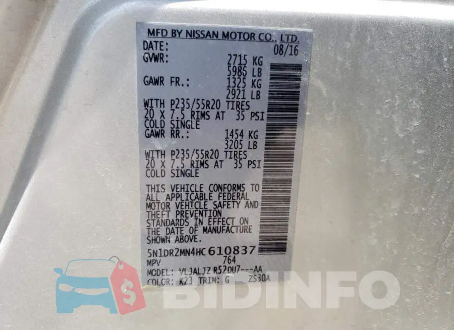 5N1DR2MN4HC610837 Photo# 14