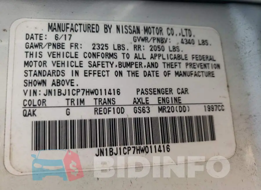 JN1BJ1CP7HW011416 Photo# 13