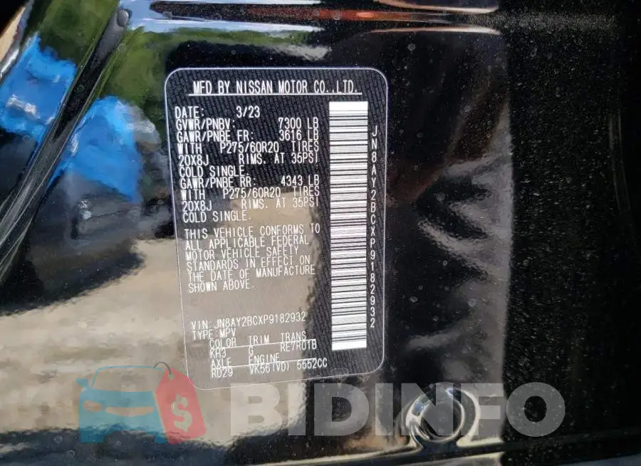 JN8AY2BCXP9182932 Photo# 12