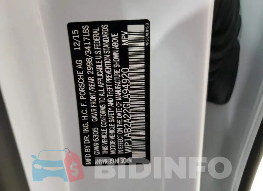 WP1AB2A22GLA94920 Photo# 13