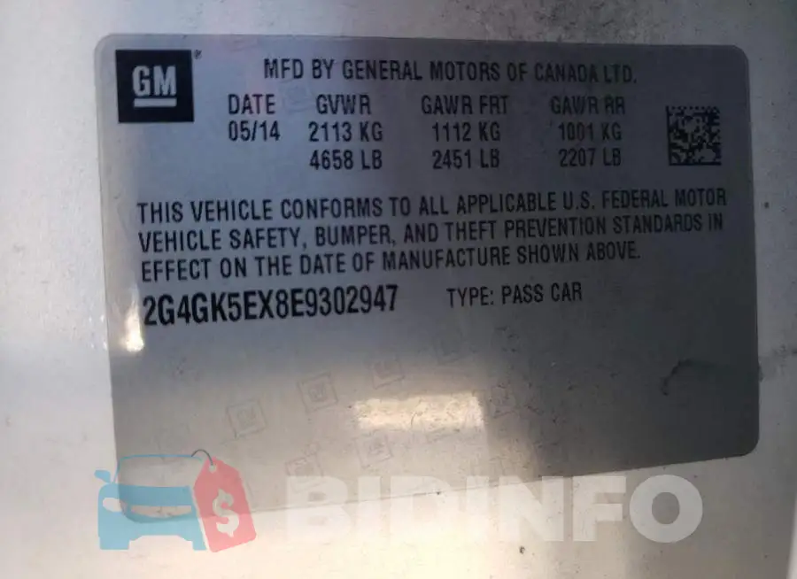 2G4GK5EX8E9302947 Photo# 12