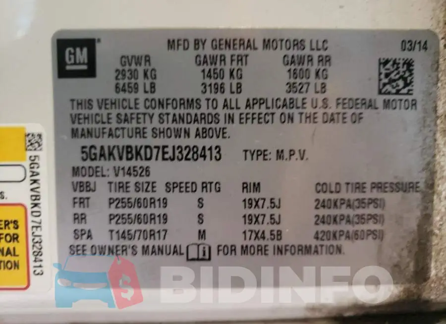 5GAKVBKD7EJ328413 Photo# 13