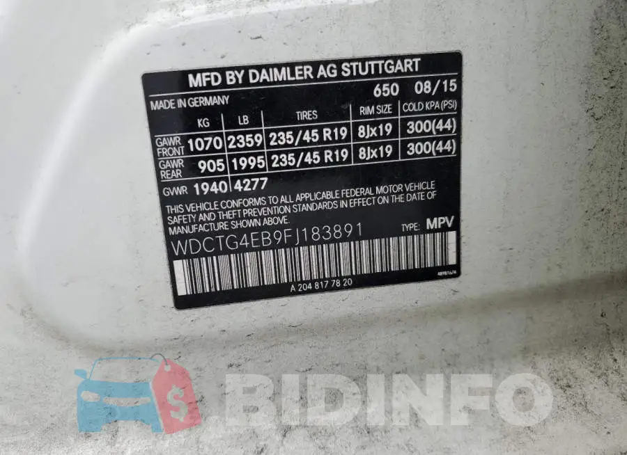 WDCTG4EB9FJ183891 Photo# 12