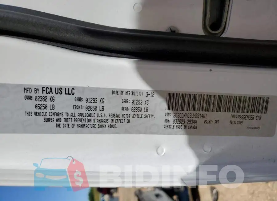 2C3CDXAG3JH281461 Photo# 12