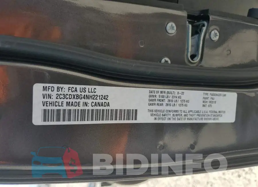2C3CDXBG4NH221242 Photo# 13