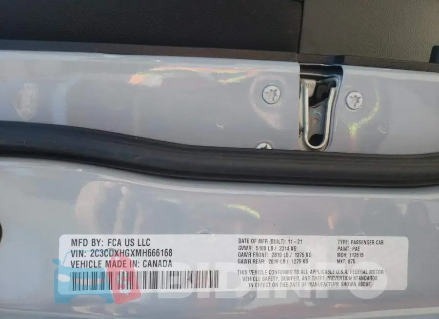 2C3CDXHGXMH666168 Photo# 13