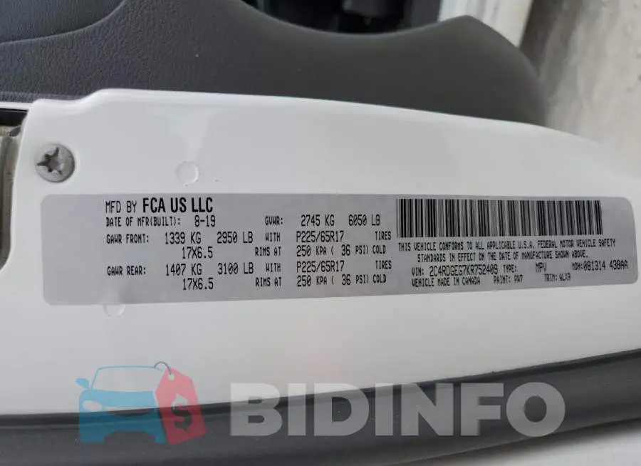 2C4RDGEG7KR752409 Photo# 14