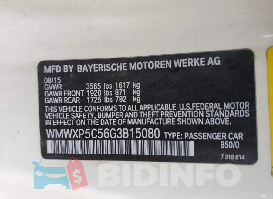 WMWXP5C56G3B15080 Photo# 13