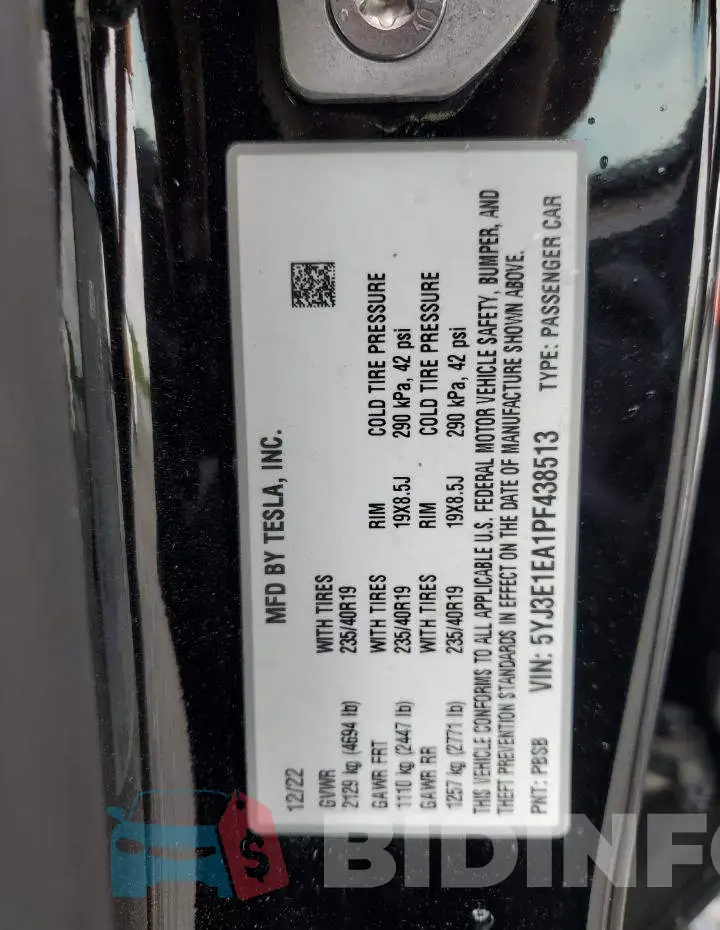 5YJ3E1EA1PF438513 Photo# 12