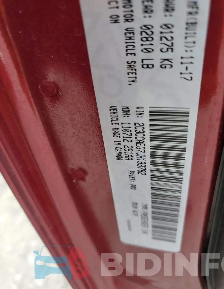 2C3CCAEG7JH193782 Photo# 12