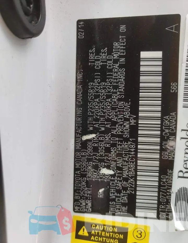 2T2ZK1BA8EC144871 Photo# 13