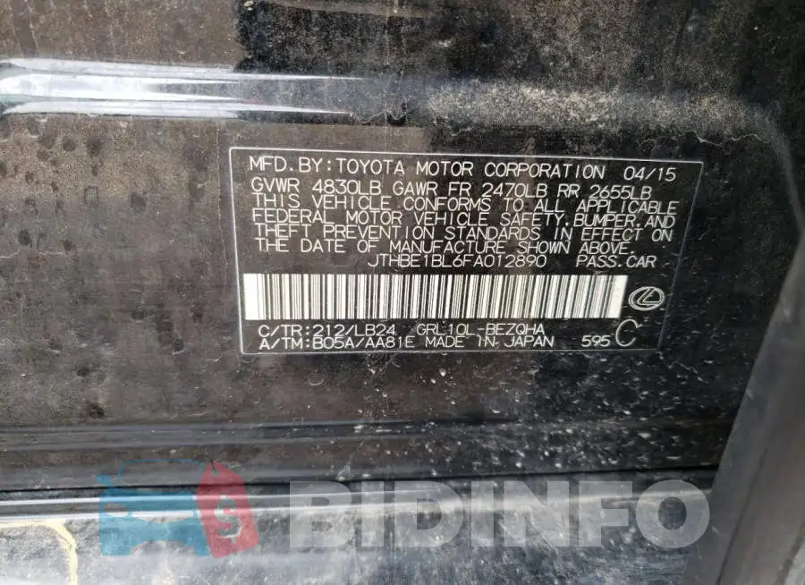 JTHBE1BL6FA012890 Photo# 12